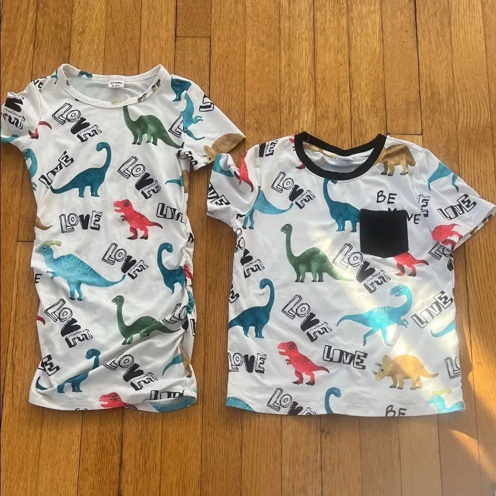 Brother & Sister Dinosaur Print matching outfits